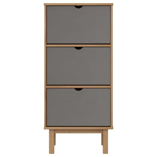 Bridie Pinewood Shoe Storage Cabinet With 3 Drawers In Brown Grey_4