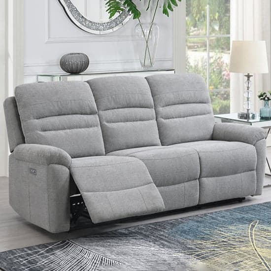 Brielle Fabric Electric Recliner 2 + 3 Seater Sofa Set In Grey ...