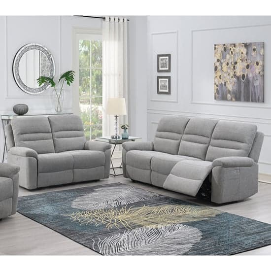 Brielle Fabric Electric Recliner 2 + 3 Seater Sofa Set In Grey_1