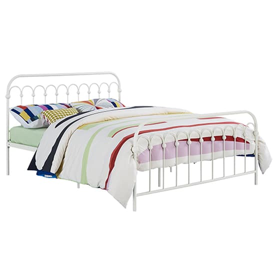Bright Metal Double Bed In White_2