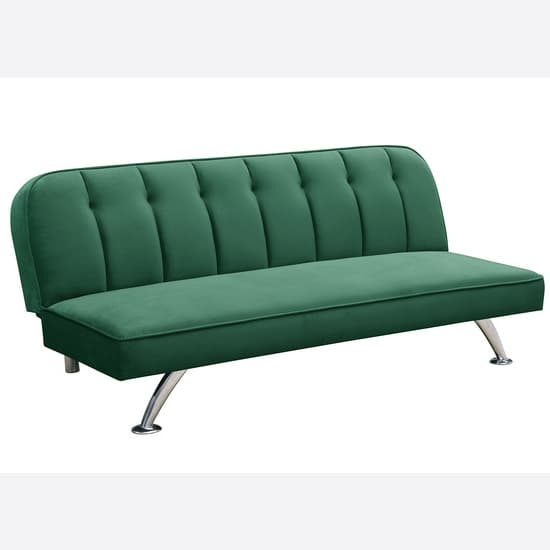 Brighten Velvet Sofa Bed With Chrome Metal Legs In Green_4