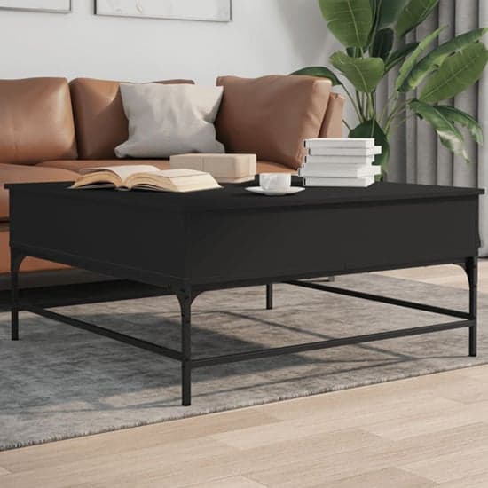 Brighton Wooden Coffee Table With Metal Frame In Black_1