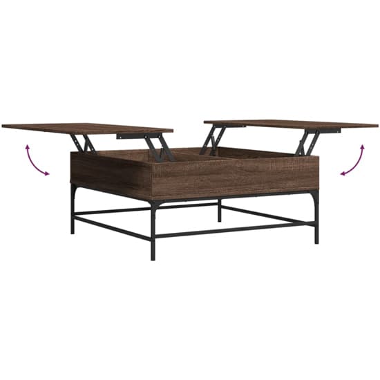 Brighton Wooden Coffee Table With Metal Frame In Brown Oak_5