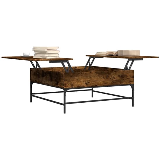 Brighton Wooden Coffee Table With Metal Frame In Smoked Oak_3