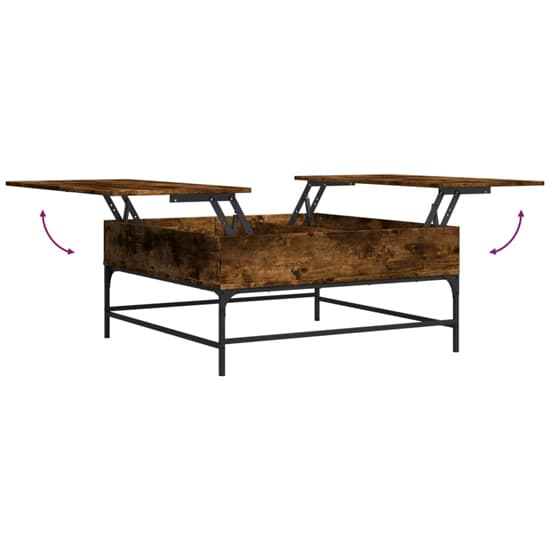 Brighton Wooden Coffee Table With Metal Frame In Smoked Oak_5