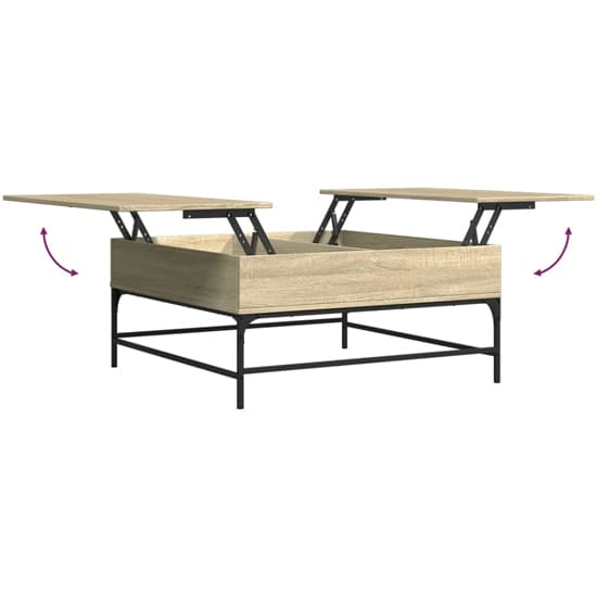 Brighton Wooden Coffee Table With Metal Frame In Sonoma Oak_5