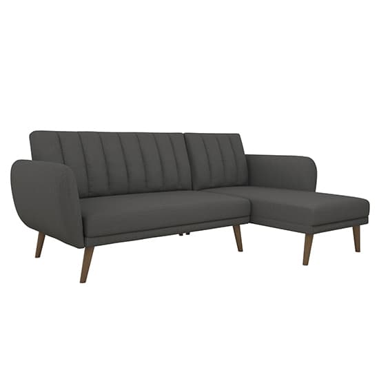 Brittan Linen Sectional Sofa Bed With Wooden Legs In Dark Grey_3