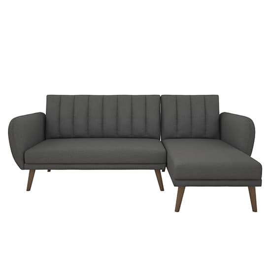 Brittan Linen Sectional Sofa Bed With Wooden Legs In Dark Grey_5