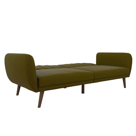 Brittan Linen Sofa Bed With Wooden Legs In Green_6