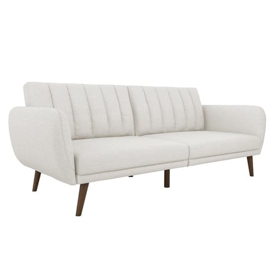 Brittan Linen Sofa Bed With Wooden Legs In Light Grey_4