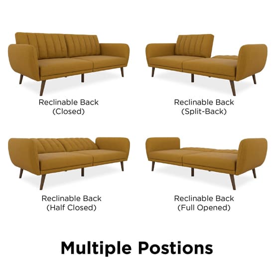 Brittan Linen Sofa Bed With Wooden Legs In Mustard Furniture in Fashion