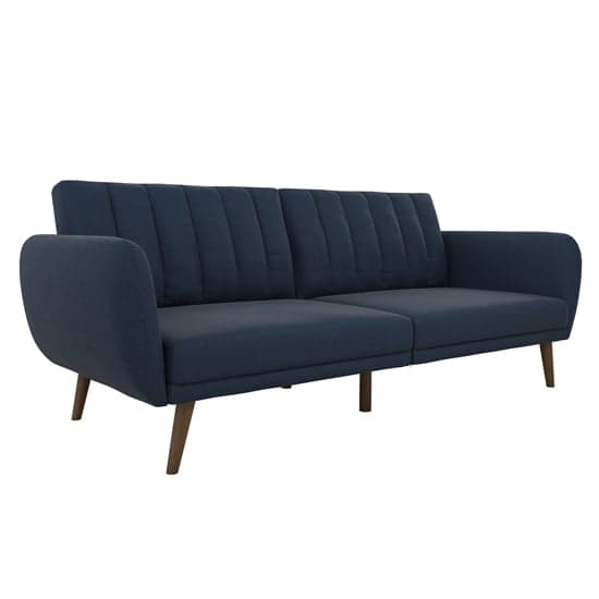 Brittan Linen Sofa Bed With Wooden Legs In Navy Blue_4
