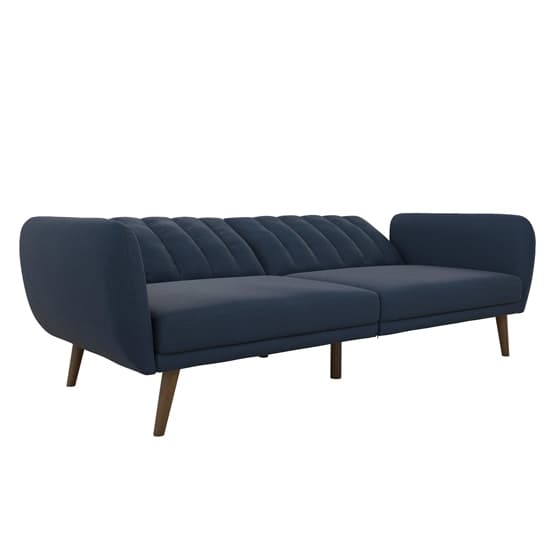 Brittan Linen Sofa Bed With Wooden Legs In Navy Blue_5