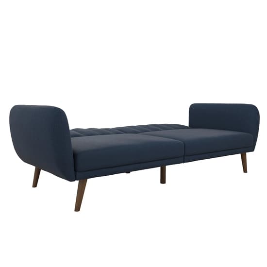 Brittan Linen Sofa Bed With Wooden Legs In Navy Blue_6