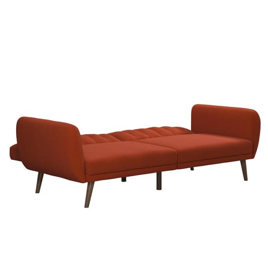 Brittan Linen Sofa Bed With Wooden Legs In Orange_6