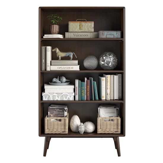 Brittan Wooden Bookcase With 4 Shelves In Walnut_3