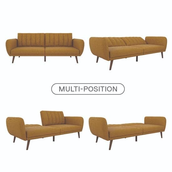Necton Linen Sofa Bed In Mustard With Wooden Legs_2