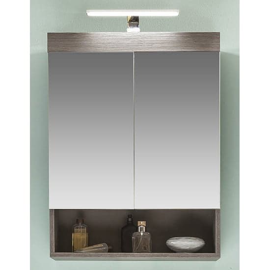 Britton LED Bathroom Mirrored Cabinet In Sardegna Smoky Silver_1