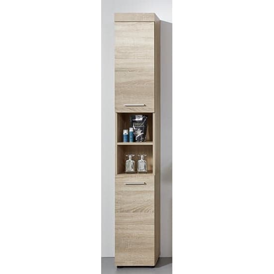 Britton Tall Bathroom Storage Cabinet In Sagerau Light Oak_1