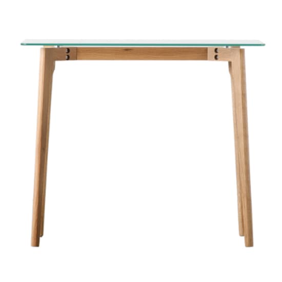 Brix Clear Glass Console Table With Natural Oak Base_3