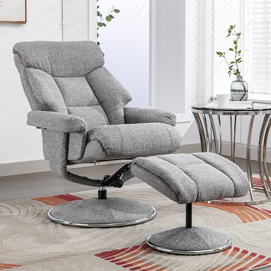Brixton Fabric Swivel Recliner Chair And Stool In Lisbon Rock_3