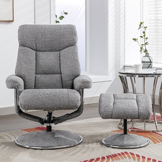Brixton Fabric Swivel Recliner Chair And Stool In Lisbon Rock_5