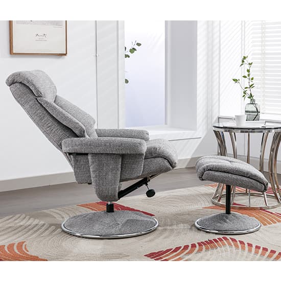 Brixton Fabric Swivel Recliner Chair And Stool In Lisbon Rock_8