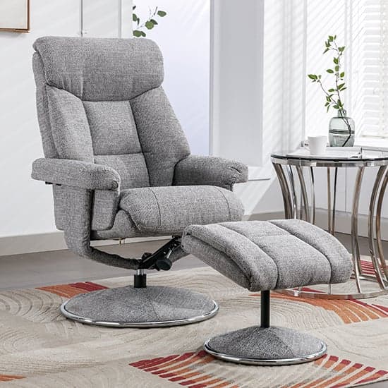 Brixton Fabric Swivel Recliner Chair And Stool In Lisbon Rock_1