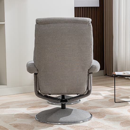 Brixton Fabric Swivel Recliner Chair And Stool In Silver_7