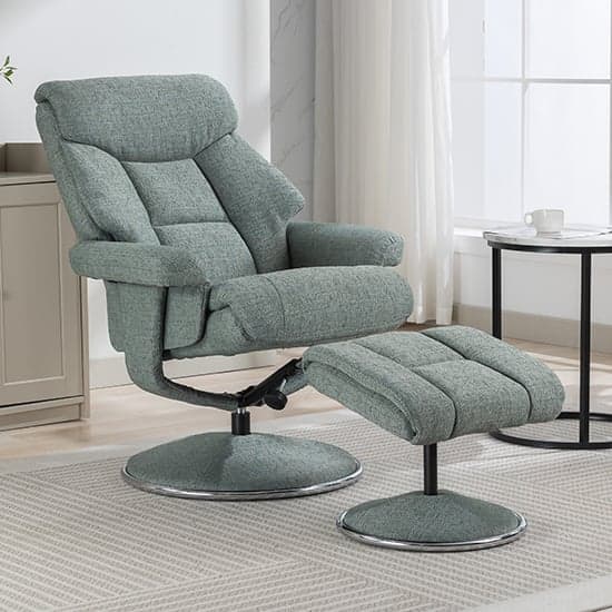 Brixton Fabric Swivel Recliner Chair And Stool In Lisbon Teal_2