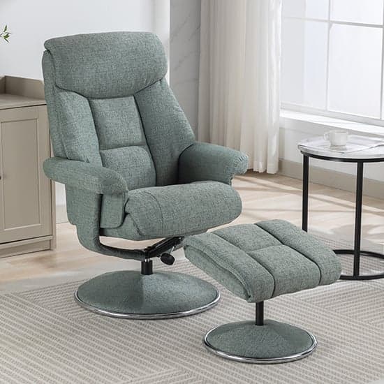 Brixton Fabric Swivel Recliner Chair And Stool In Lisbon Teal_3