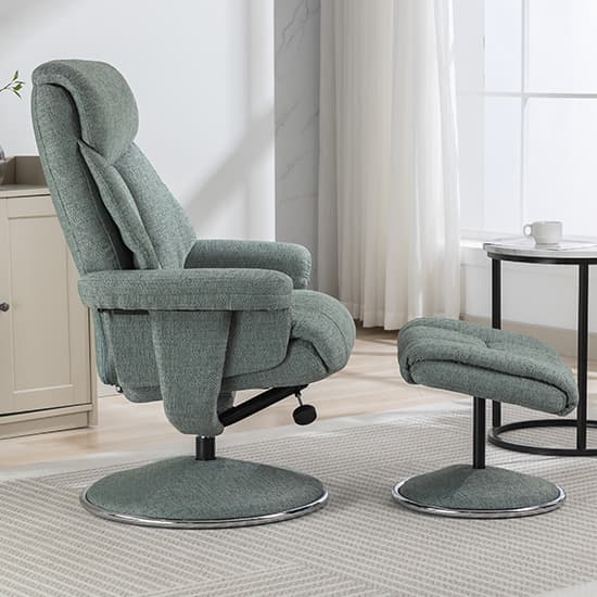 Brixton Fabric Swivel Recliner Chair And Stool In Lisbon Teal_8