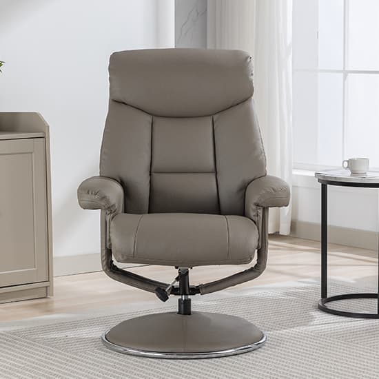 Brixton Plush Fabric Swivel Recliner Chair And Stool In Grey_6