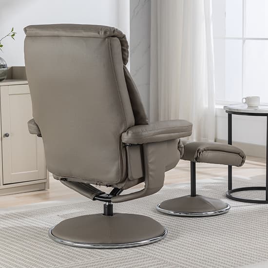 Brixton Plush Fabric Swivel Recliner Chair And Stool In Grey_8