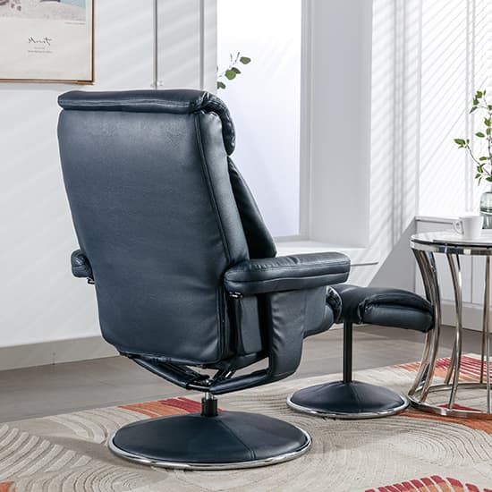 Brixton Plush Fabric Swivel Recliner Chair And Stool In Navy_9