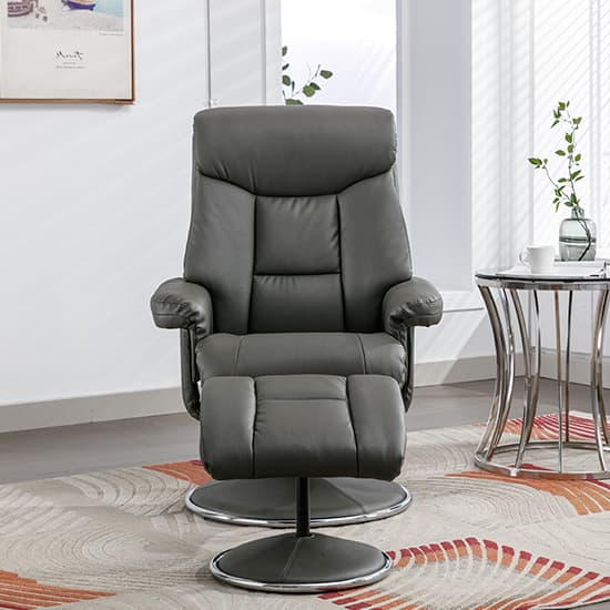 Brixton Plush Fabric Swivel Recliner Chair And Stool In Cinder_4