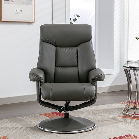 Brixton Plush Fabric Swivel Recliner Chair And Stool In Cinder_6