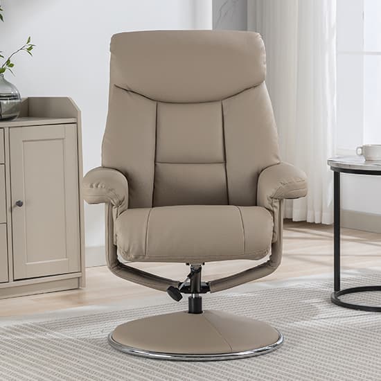 Brixton Plush Fabric Swivel Recliner Chair And Stool In Pebble_6