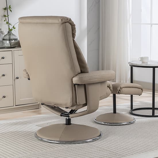 Brixton Plush Fabric Swivel Recliner Chair And Stool In Pebble_8