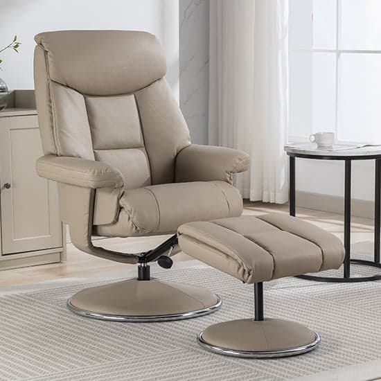 Brixton Plush Fabric Swivel Recliner Chair And Stool In Pebble_1