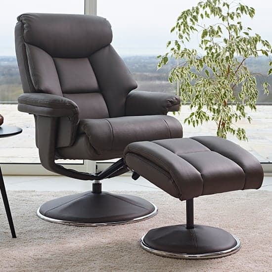 Brixton Plush Swivel Recliner Chair With Footstool In Charcoal_1