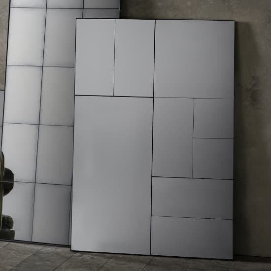 Broad Rectangular Wall Bedroom Mirror In Black And Silver_1