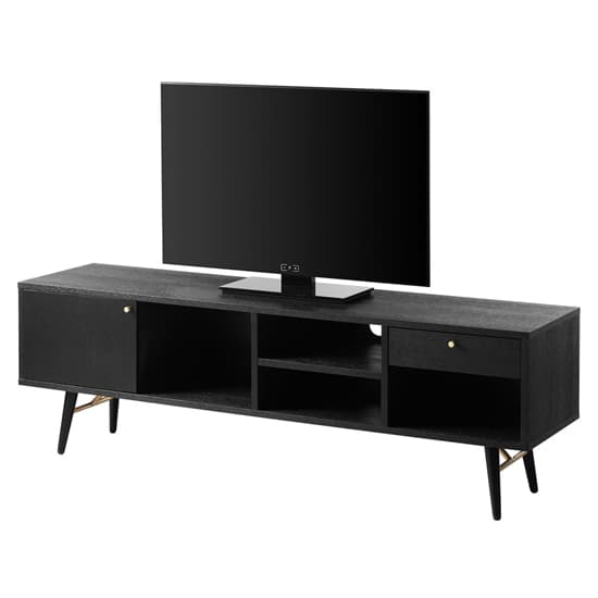 Brogan Large Wooden TV Stand In Black And Copper_1