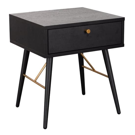 Brogan Wooden Bedside Table With 1 Drawer In Black And Copper_1