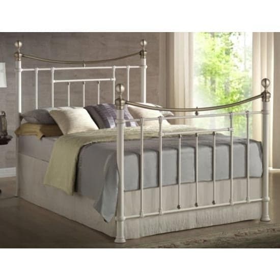 Bronte Steel King Size Bed In Cream