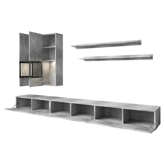Bronx Entertainment Unit In Concrete Grey With LED Lighting_2