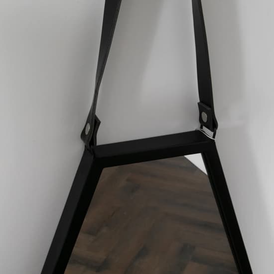 Bronx Hexagon Wall Mirror With Leather Strap In Black Frame_2