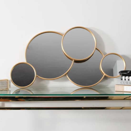 Bronx Multi Circle Bedroom Mirror With Gold Metal Frame Furniture in