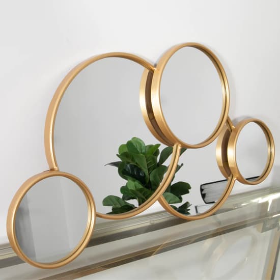 Bronx Multi Circle Bedroom Mirror With Gold Metal Frame Furniture in