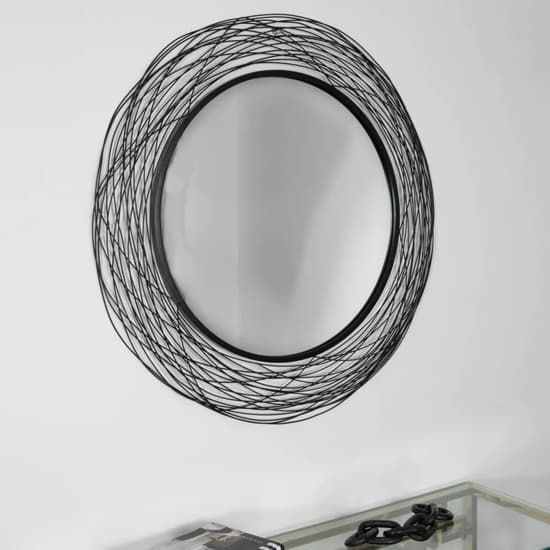 Bronx Round Nest Effect Wall Mirror With Black Metal Frame Furniture in Fashion